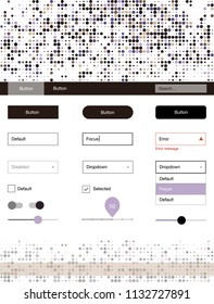 Dark Pink, Yellow vector web ui kit with spheres. Beautiful ui ux kit with colorful dots in its header. This template you can use for landing pages.