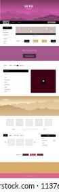 Dark Pink, Yellow vector web ui kit with mountains. Colorful ui/ux kit with header consisted of hills & rocks. Modern template for your landing page.