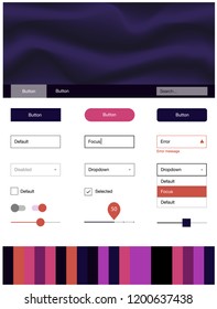 Dark Pink, Yellow vector web ui kit with lamp shapes. Creative illustration in halftone marble style with gradient. This sample is for your landing page.