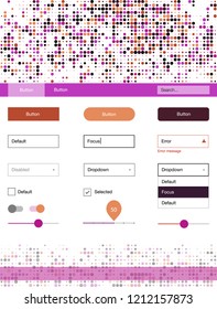 Dark Pink, Yellow vector web ui kit with spheres. Beautiful ui ux kit with colorful dots in its header. Modern template for your landing page.