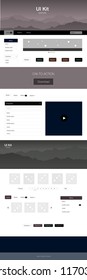 Dark Pink, Yellow vector wireframe kit with nature. Colorful ui/ux kit with header consisted of hills & rocks. Template for landing pages of leisure.