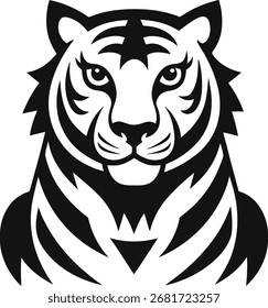 Ilustración de tigre pixelado oscuro sobre fondo transparente