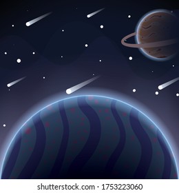 Dark Planet Illustration Vector. Space background with place for text. Space decoration for your design.