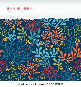 Dark plants horizontal torn border seamless pattern background