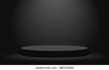 Dark platform or empty pedestal. Podium for product. Vector