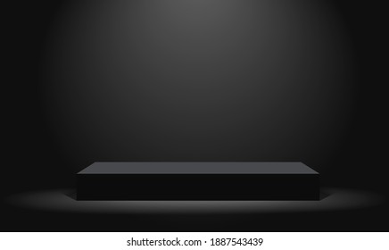 Dark platform or empty pedestal. Podium for product. Vector