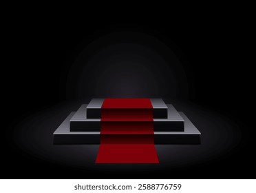 Dark platform or empty pedestal. Podium for product. Vector