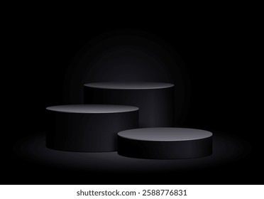 Dark platform or empty pedestal. Podium for product. Vector