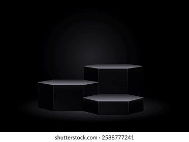 Dark platform empty pedestal