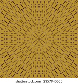 Punto oscuro sobre el fondo dorado, vector geométrico concéntrico sin costura, puntos vintage diseño ornamento.