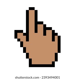 Dark pointer line icon. Computer, highlight, screen, mouse, arrow, hover, click, pixel style. Multicolored icon on white background