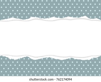 Dark polka dots green ripped paper vector with copy space.