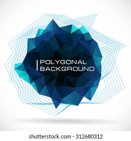 Dark polygonal abstract blue shape. Concept of futuristic minimalism style Isolated  on white background. Vector illustration.