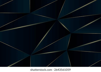 Dark polygonal art background with thin luxury gold accents and sharp geometric lines