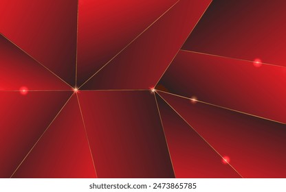 fondo poligonal oscuro líneas de oro rojo. eps 10