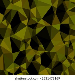 Dark Polygonal Design with Deep Yellow and Olive Triangles Forming a Bold Geometric Pattern
