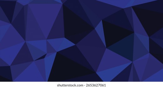 Fondo Abstractas geométrico poligonal oscuro en tonos azules y púrpuras, ideal para el diseño moderno, la Tecnología y el arte digital con un aspecto futurista y poco poli.