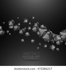 dark polyhedrons flowing wave black background