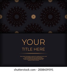 Dark postcard design with abstract vintage mandala ornament. Can be used as background and wallpaper. Elegant and classic vector elements ready for print and typography.