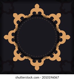 Dark postcard design with abstract vintage mandala ornament.