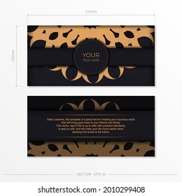 Dark postcard design with abstract vintage mandala ornament. Can be used as background and wallpaper.