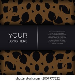 Dark postcard design with vintage Indian mandala ornament. Can be used as background and wallpaper. Elegant and classic vector elements ready for print and typography.