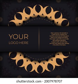 Dark postcard design with vintage Indian mandala ornament. Can be used as background and wallpaper.
