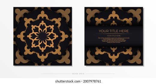 Dark postcard design with vintage Indian ornaments. Elegant and classic vector elements ready for print and typography.