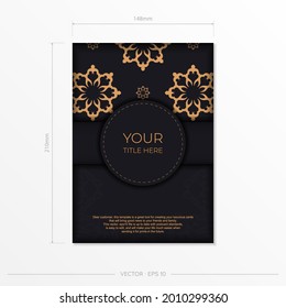 Dark postcard design with vintage Indian ornaments. Elegant and classic vector elements ready for print and typography.