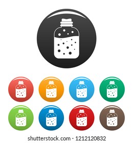Dark potion icons set 9 color vector isolated on white for any design