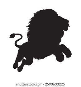 Dark and Powerful Attacking Lion Silhouette for Intense and Dramatic Visuals - Lion Vector - Lion Icon
