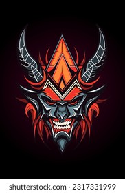 Dark and Powerful Baphomet Head Illustration Conveying strength and mystery, this artwork features the legendary deity with intricate details and an aura of darkness