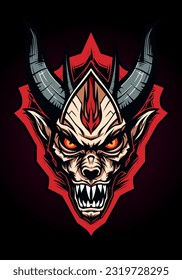 Dark and Powerful Baphomet Head Illustration Conveying strength and mystery, this artwork features the legendary deity with intricate details and an aura of darkness