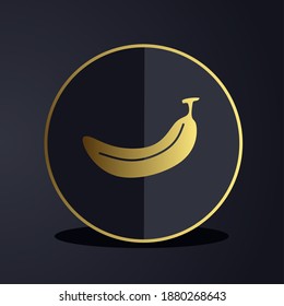 Dark premium banana icon with golden glyph icon style