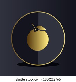 Dark Premium-Orange-Fruchtsymbol mit goldener Glyphe