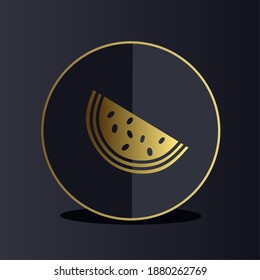 Dark premium watermelon icon with golden glyph icon style