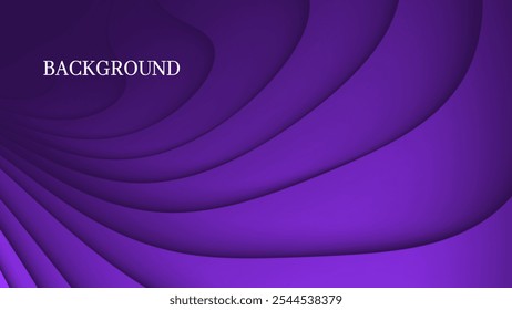 Dark purple abstract background with 3d wavy texture and gradient shades, dynamic curve shapes