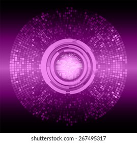 dark purple abstract background. circles of glowing pixels, concentric circles. vector illustration. digital. Light Technology background for computer graphic website internet. Mosaic table,