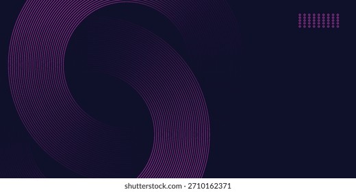 Fondo abstracto púrpura oscuro con círculos brillantes. Elementos de línea circular de remolino de gradiente. Ilustración