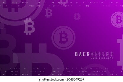 dark purple background, Bitcoin crypto currency illustration vector for page, logo, card, banner, web and printing.