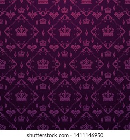 Dark purple background with floral pattern in Royal style for your design, vector image