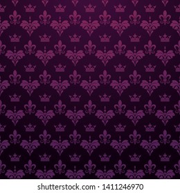 Dark purple background with floral pattern in vintage style for your design, vector image