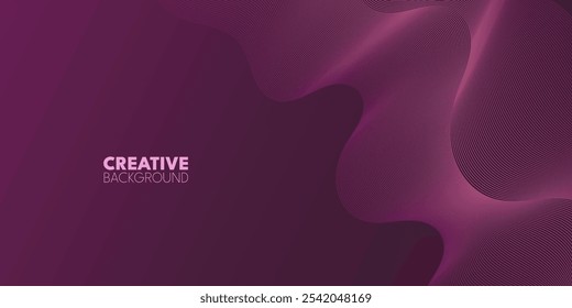 A dark purple background with flowing, wavy lines.