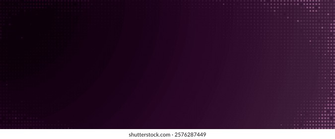 Dark purple background with a gradient and dotted texture. The purple background adds a modern and sleek style. Minimal halftone dotted texture vector background