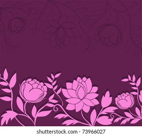 Dark purple background with a horizontal pink flowers