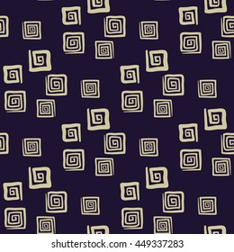 dark purple background with light square spirals