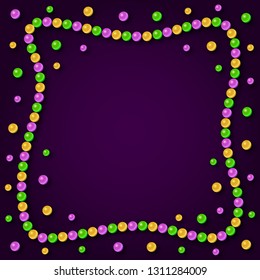 Dark purple background for Mardi gras with frame of beads.