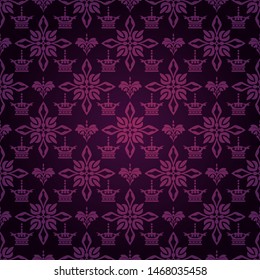 dark purple background pattern: vintage, royal, wallpaper pattern for graphic design, vector graphics