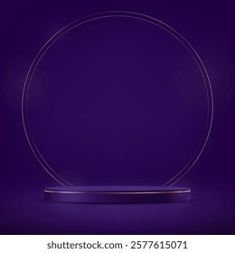 Dark purple background vector 3d with podium space for selling products, backdrop, wallpaper, background, text. Display of cosmetic products. Stage or podium. Product display background.
