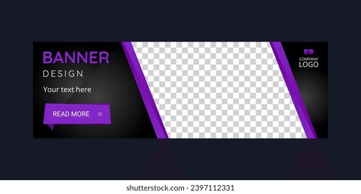 Dark and purple banner design with CTA button: Read more.